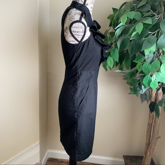 Express Ruffle Sleeveless Tuxedo Dress Black Sz 0 - Picture 6 of 15